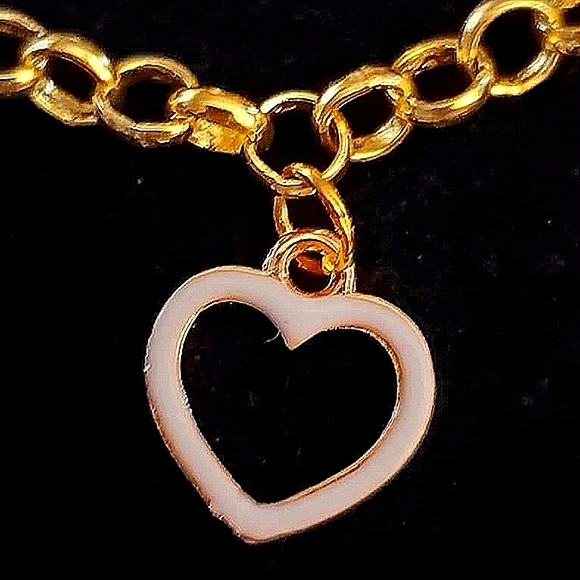 Julie Wang handmade charm gold link bracelet with lobster clasp. 14k plated. - Picture 6 of 7
